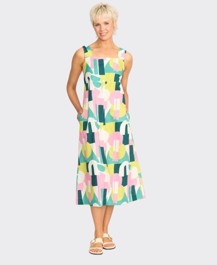 Foil Dress Sunseeker Linen/Cotton Elastic Strap - Spectrum