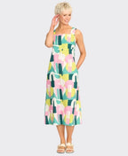 Foil Dress Sunseeker Linen/Cotton Elastic Strap - Spectrum