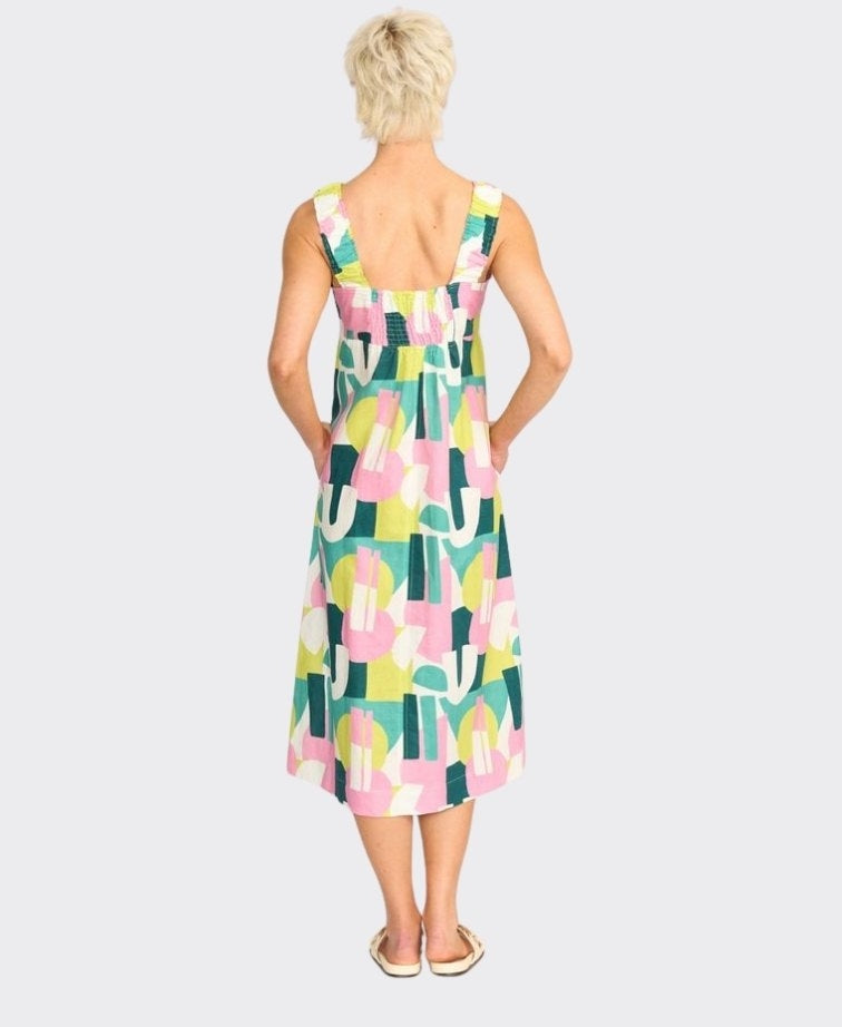 Foil Dress Sunseeker Linen/Cotton Elastic Strap - Spectrum