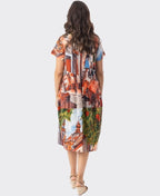 Orientique Dress Bubble S/S Printed Cotton - Tower Peach