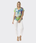 Orientique T-Shirt Contemporary V-Neck - Leaves Blue