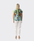 Orientique T-Shirt Contemporary V-Neck - Leaves Blue