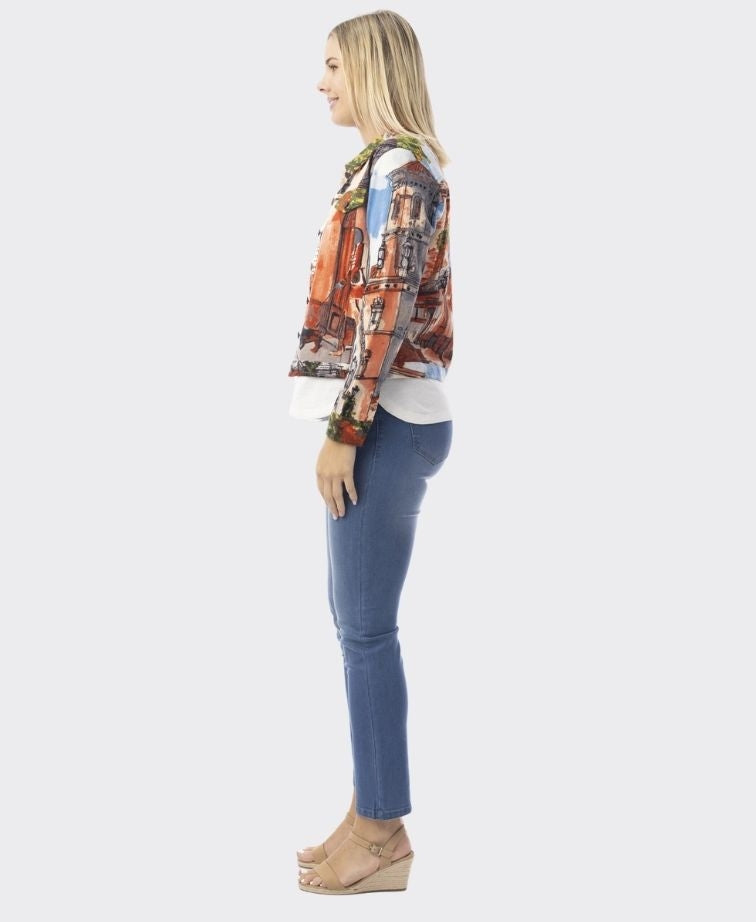 Orientique Jacket Ponte Printed Cotton - Tower Peach