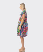 Orientique Dress S/S Bubble Printed Cotton - Scooter
