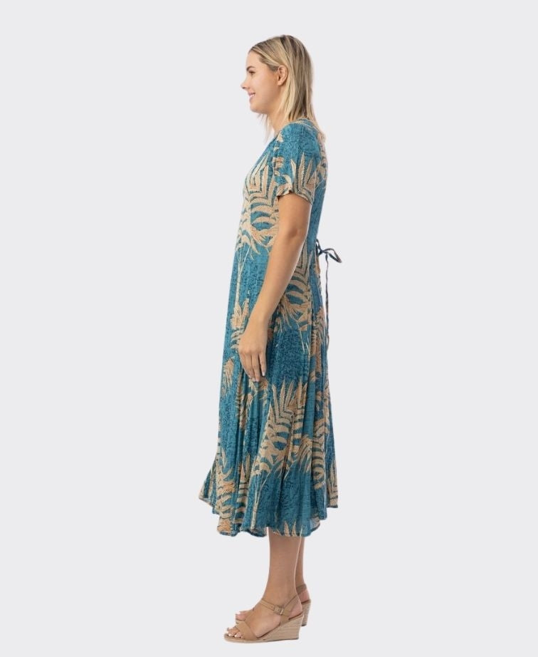 Orientique Dress Godet S/S Ponta Verde - Print
