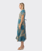 Orientique Dress Godet S/S Ponta Verde - Print