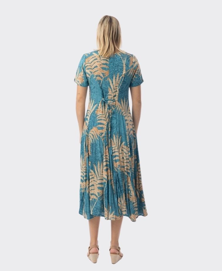 Orientique Dress Godet S/S Ponta Verde - Print