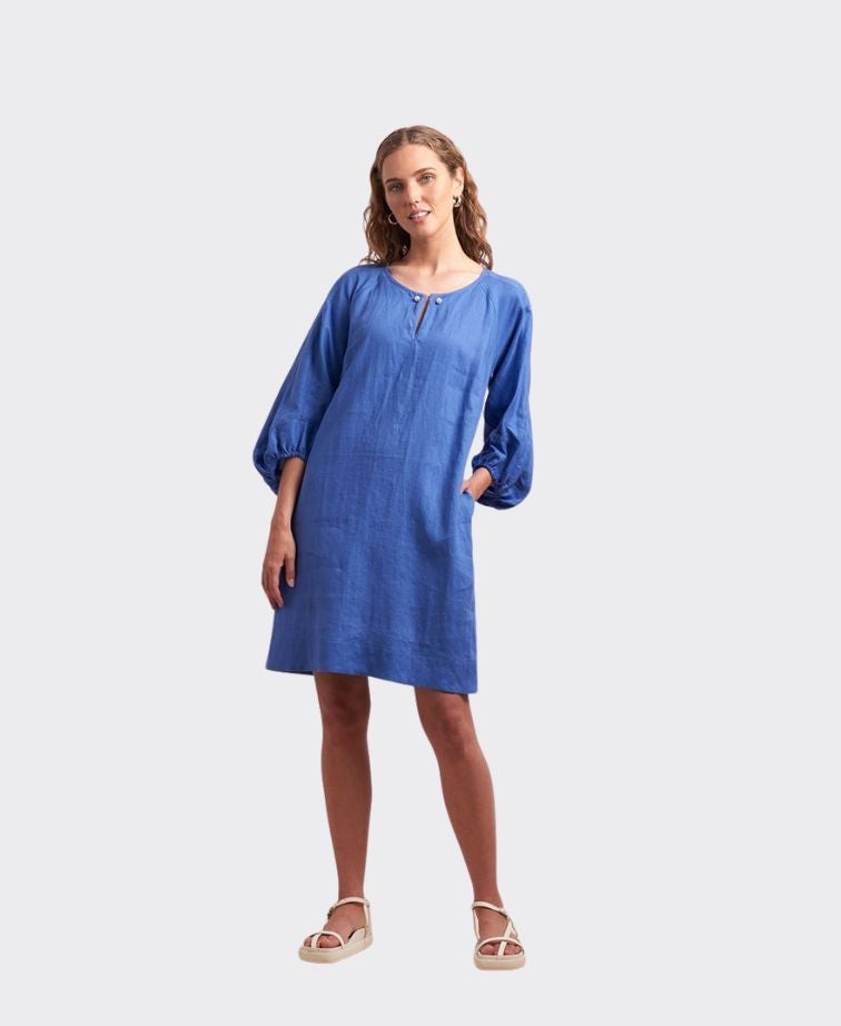 Neris Dress Baubles Linen - Marina
