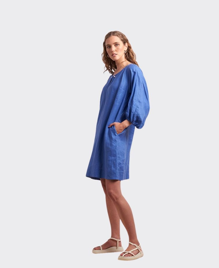 Neris Dress Baubles Linen - Marina