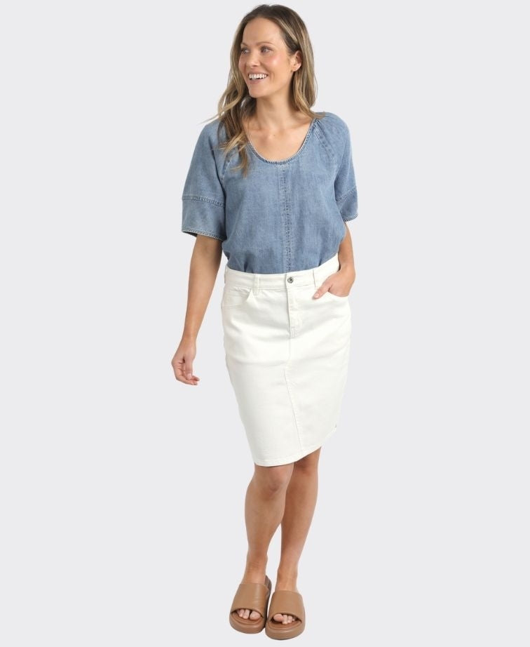Elm Skirt Belle Denim - Vintage White