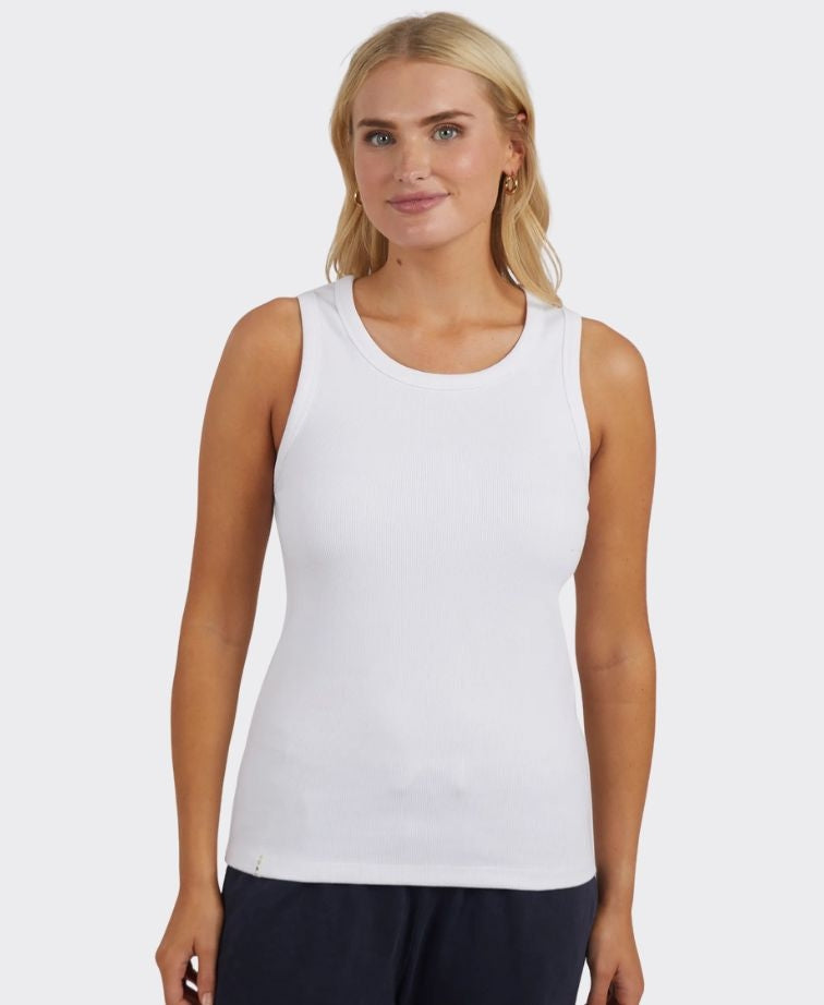 Elm Tank Rib Crew - White