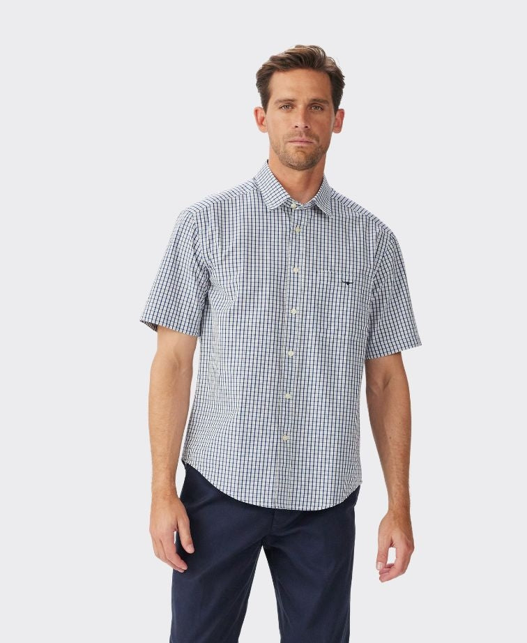 RMW Augusta Poplin S/S Shirt - White Blue