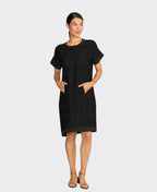 Oh Three Dress Relaxed Fit Tencel/Linen Plain - Black