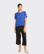 Oh Three Top Rib Trim Step Hem - Blue