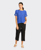 Oh Three Top Rib Trim Step Hem - Blue