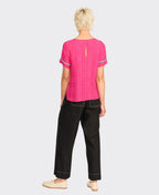 Oh Three Top Rib Trim Step Hem - Pink