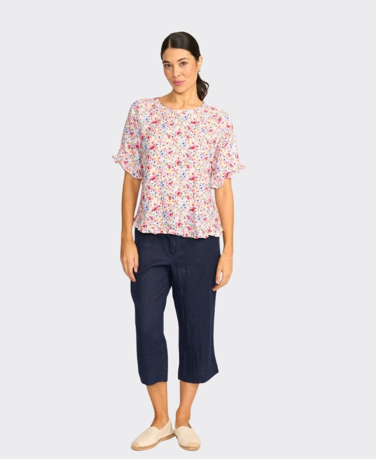 Preen Top Ruffles & Scoop Frill Hem - Romantic Blooms
