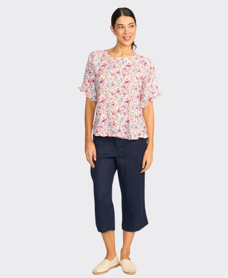 Preen Top Ruffles & Scoop Frill Hem - Romantic Blooms