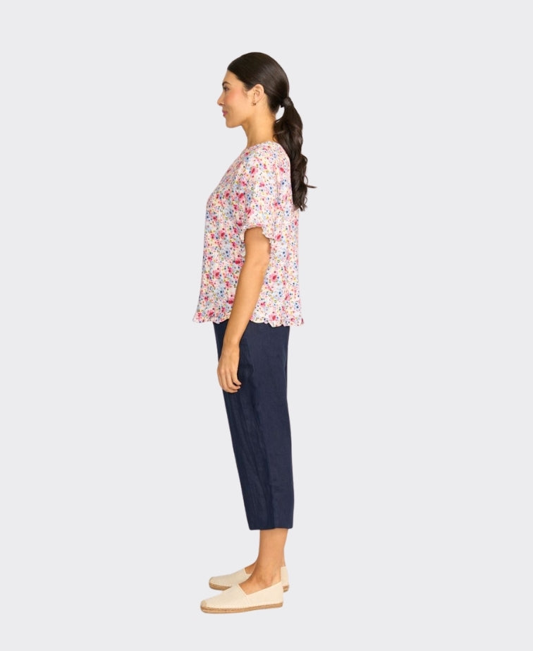 Preen Top Ruffles & Scoop Frill Hem - Romantic Blooms