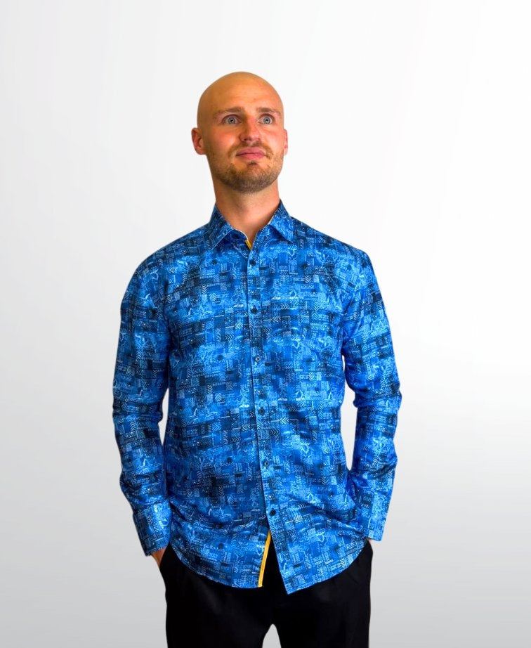 Sugar Shirt L/S Print - Aqua