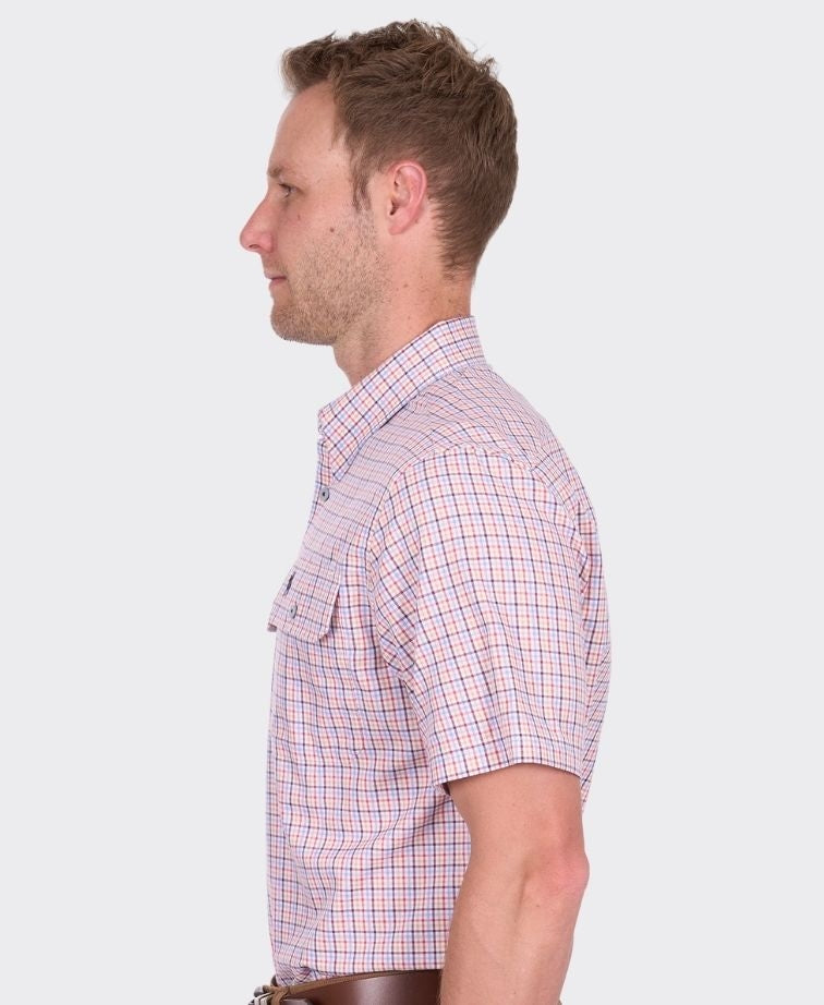 Thomas Cook Shirt S/S Robert - Red/Tan