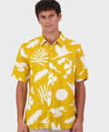 Swanndri Shirt S/S Leafage Linen - Amber/White