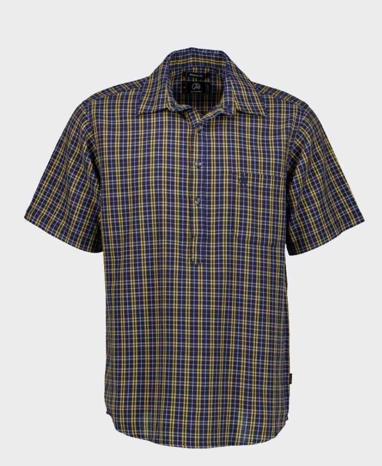 Swanndri Paihia S/S Shirt - Navy/Amber Grid