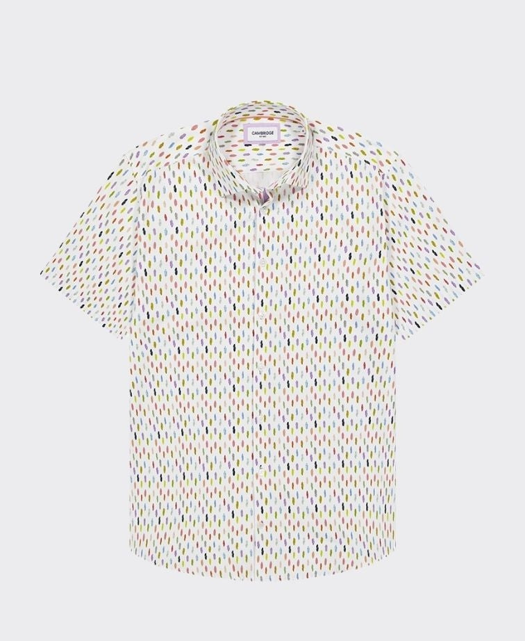 Cambridge Shirt S/S Portsea Feathers - White
