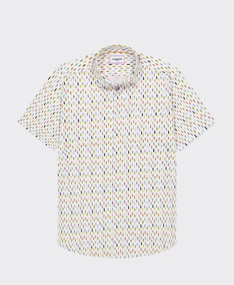 Cambridge Shirt S/S Portsea Feathers - White
