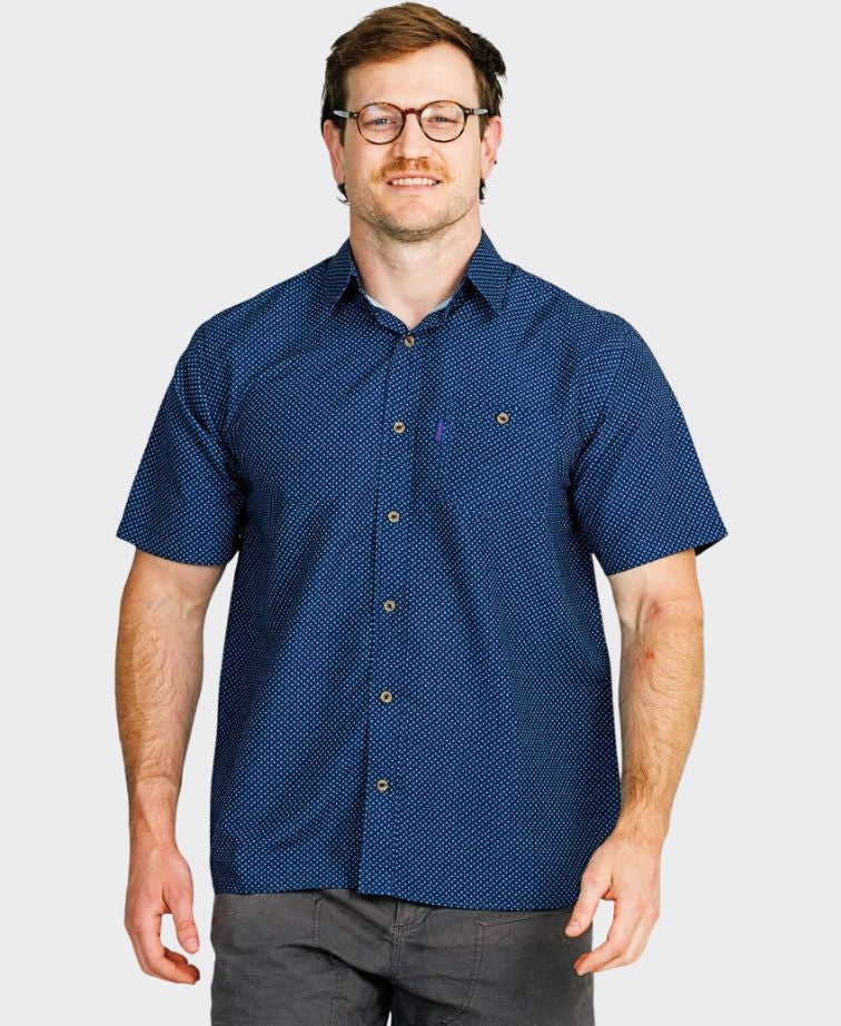 Portobello Rd Shirt S/S Print - Blue