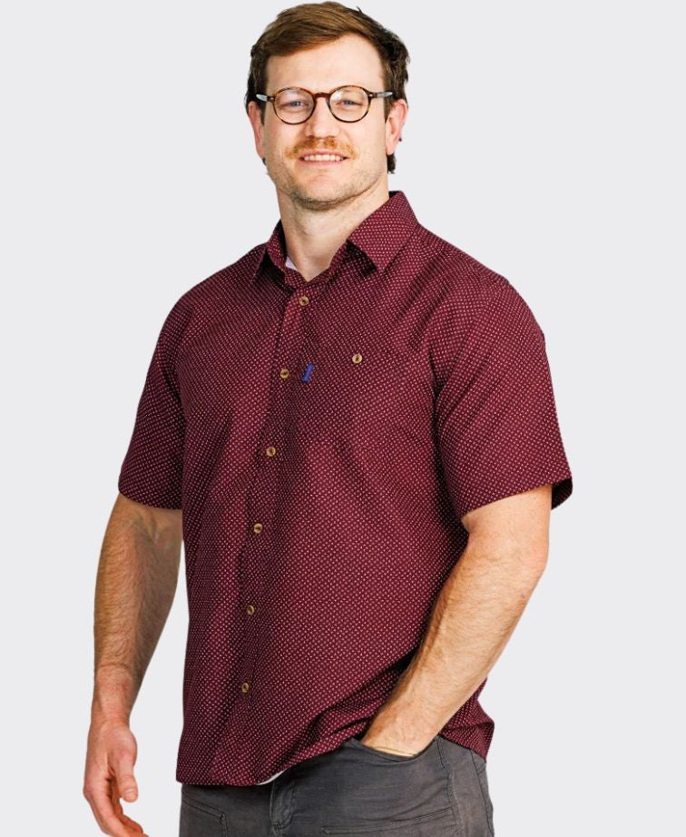 Portobello Rd Shirt S/S Print - Burgundy