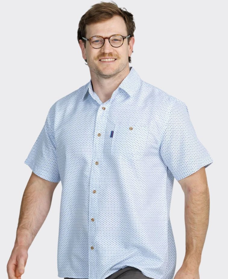 Portobello Rd Shirt S/S Blue Print - White