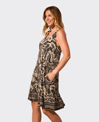 Tribal Dress Sleeveless Knit Border - Pebble
