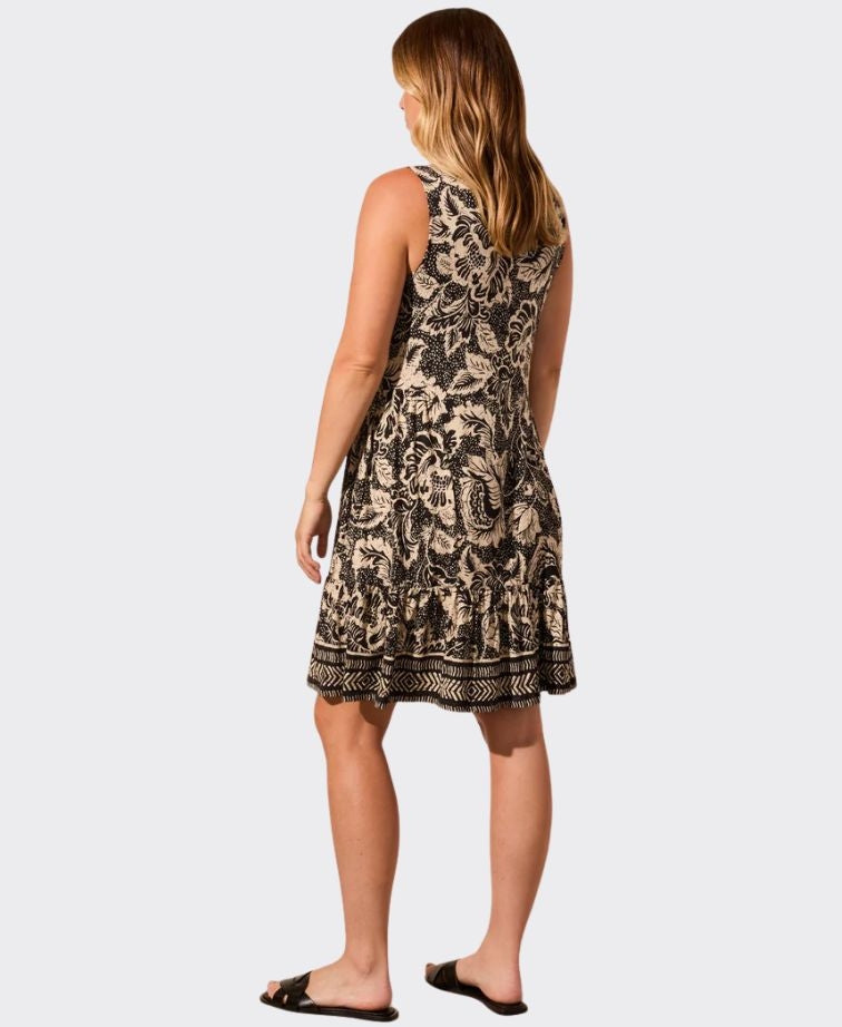 Tribal Dress Sleeveless Knit Border - Pebble