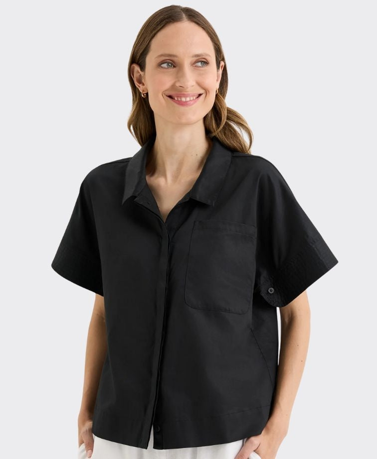 Yarra Trail Shacket Burleigh Crop - Black