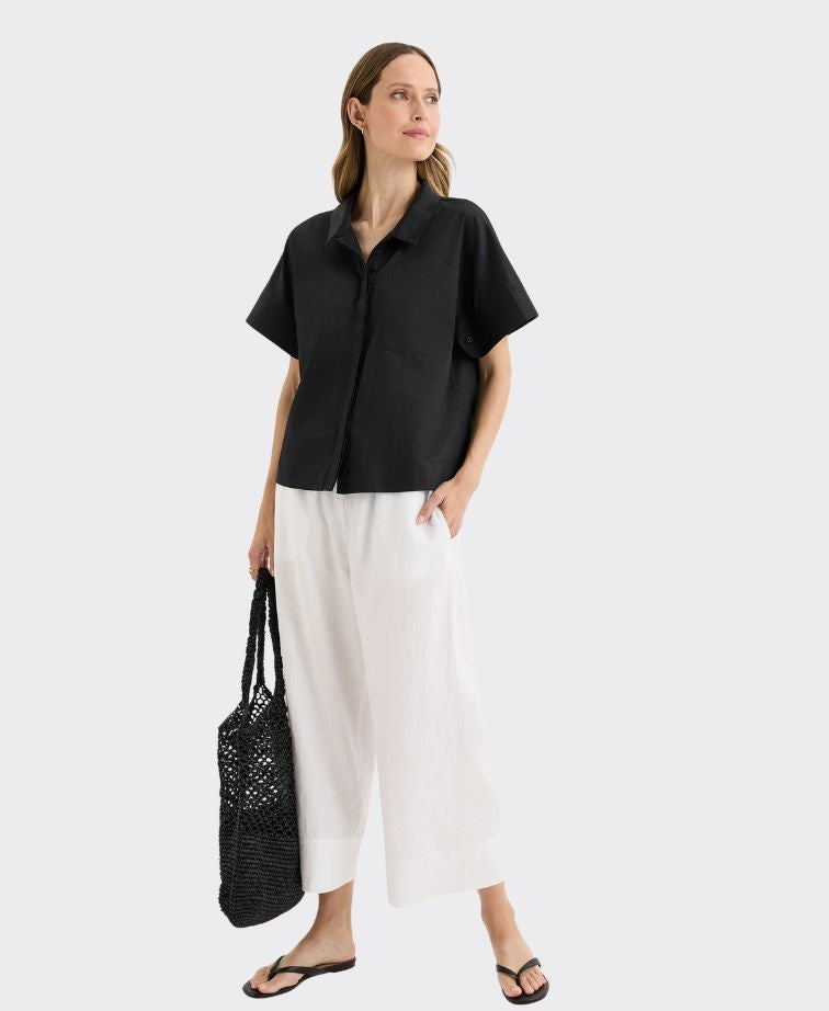 Yarra Trail Shacket Burleigh Crop - Black