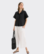 Yarra Trail Shacket Burleigh Crop - Black