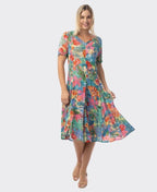 Orientique Dress Godet S/S Malvinas - Print
