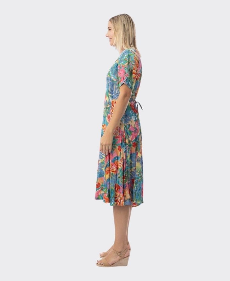 Orientique Dress Godet S/S Malvinas - Print