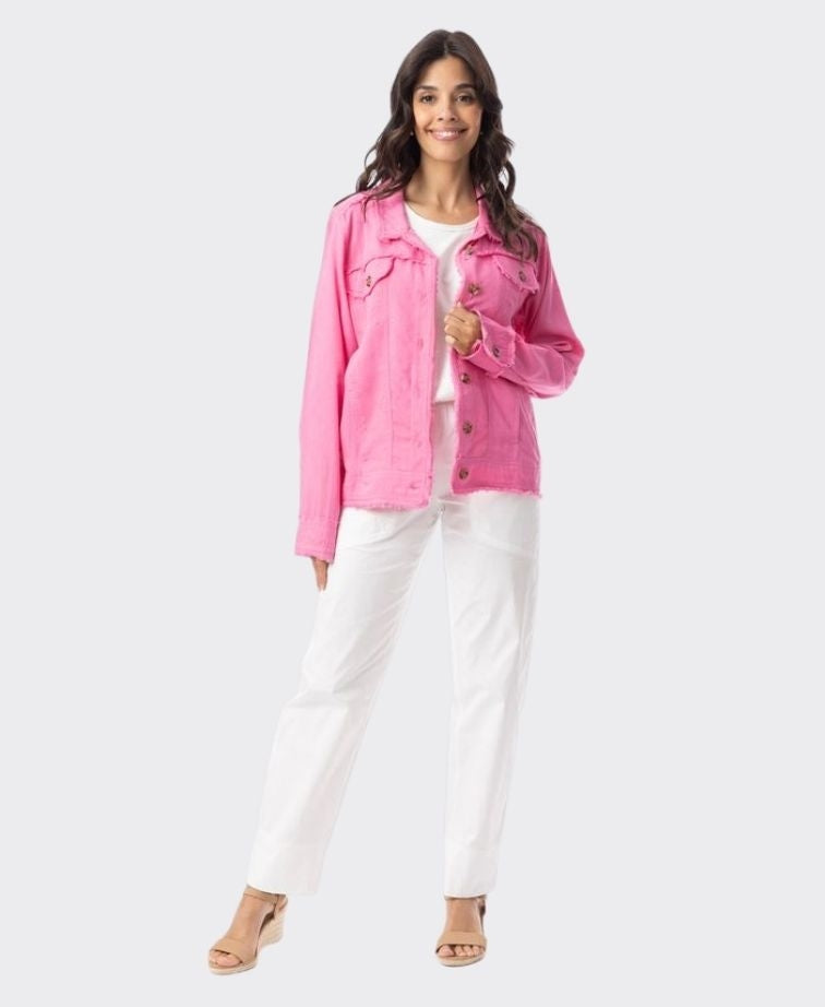 Orientique Jacket Linen Essentials - Hot Pink