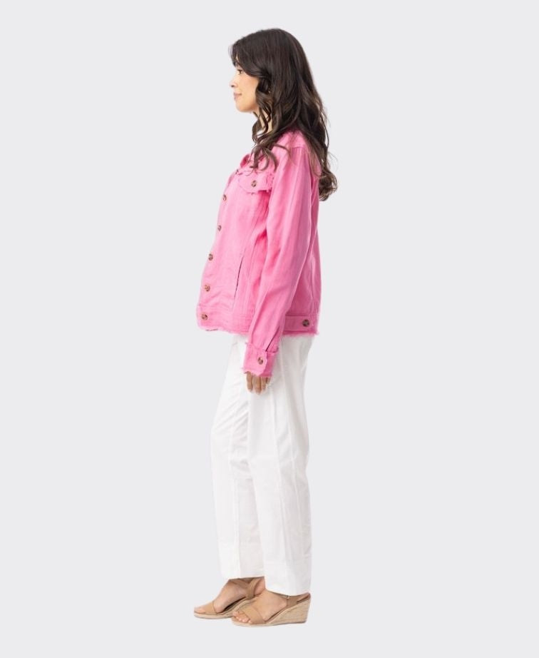 Orientique Jacket Linen Essentials - Hot Pink