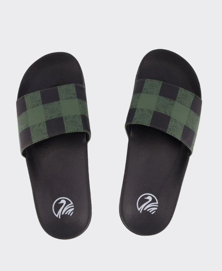 Swanndri Swanni Checked Slides - Olive/Blk Check