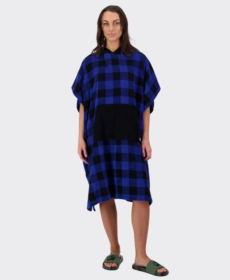 Swanndri Sumner V3 Adult Hooded Towel - Blue/Blk Check