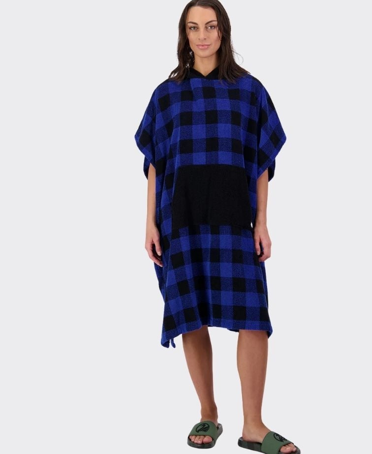 Swanndri Sumner V3 Adult Hooded Towel - Blue/Blk Check