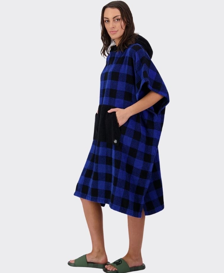 Swanndri Sumner V3 Adult Hooded Towel - Blue/Blk Check