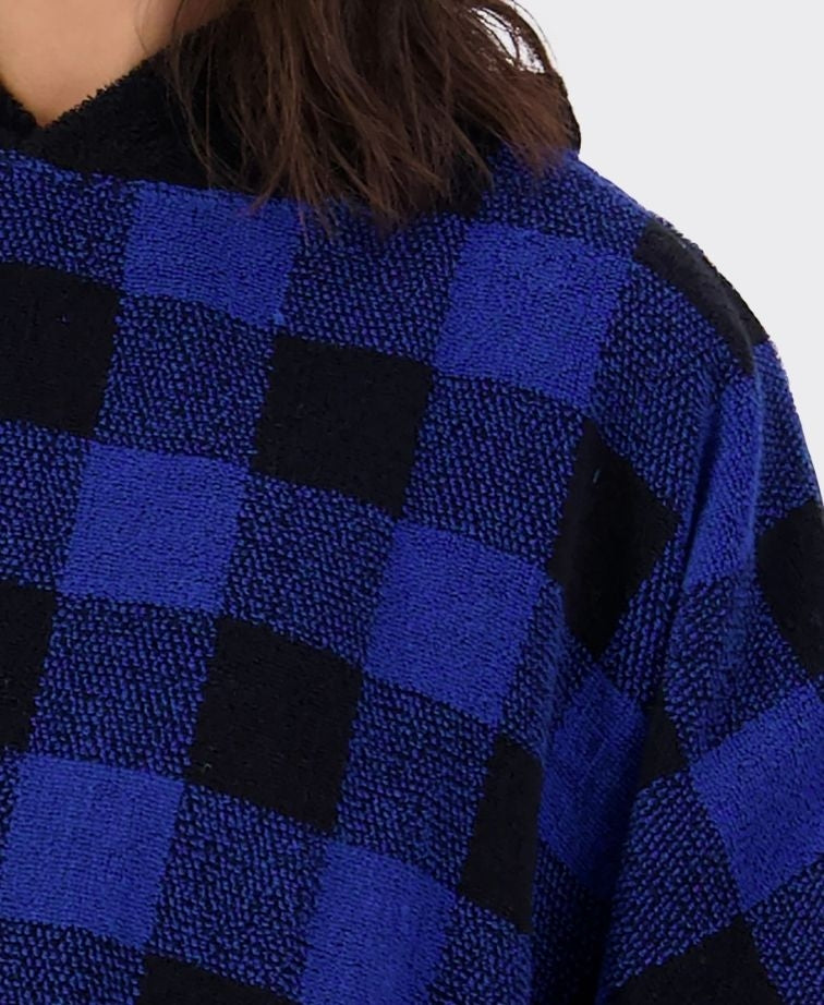 Swanndri Sumner V3 Adult Hooded Towel - Blue/Blk Check