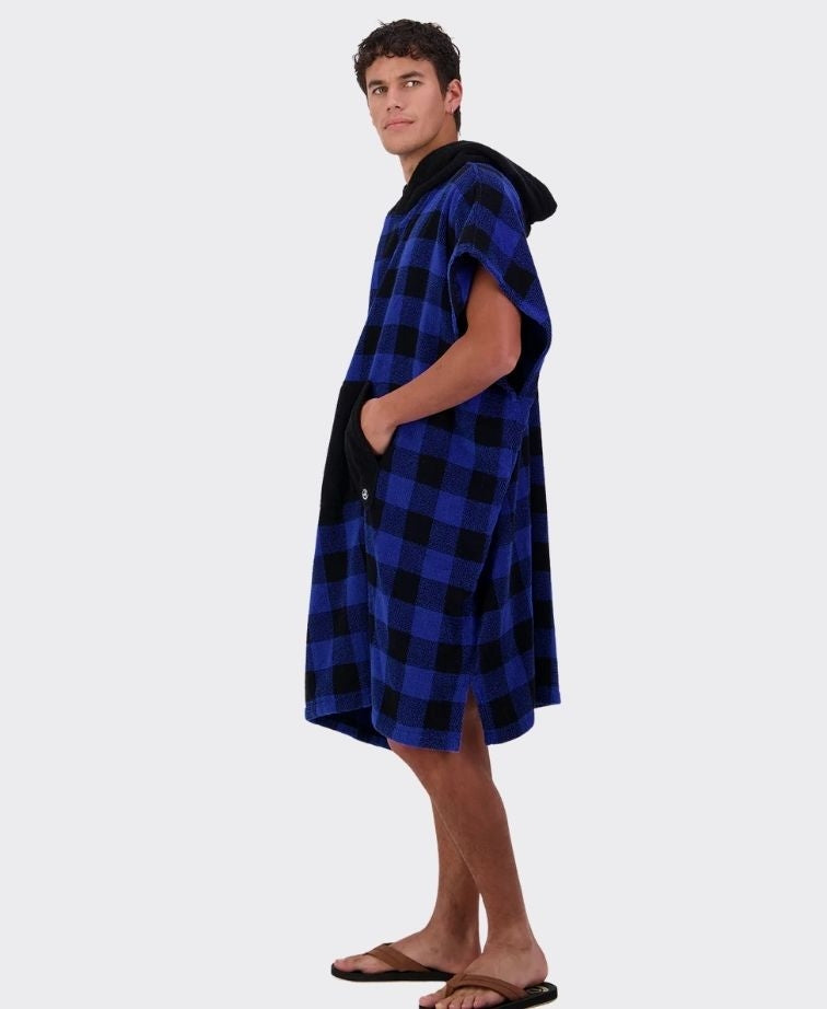 Swanndri Sumner V3 Adult Hooded Towel - Blue/Blk Check