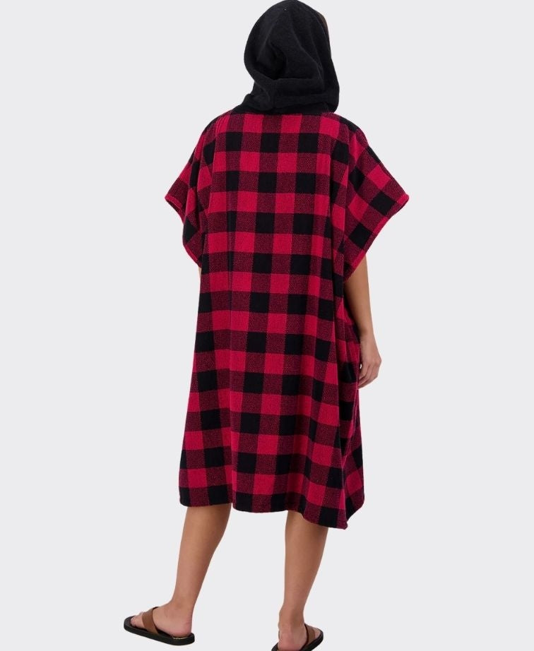 Swanndri Sumner V3 Adult Hooded Towel - Red/Blk Check