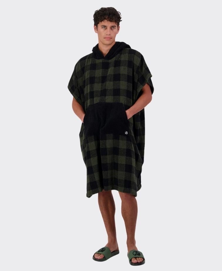 Swanndri Sumner V3 Adult Hooded Towel - Olive/Blk Check
