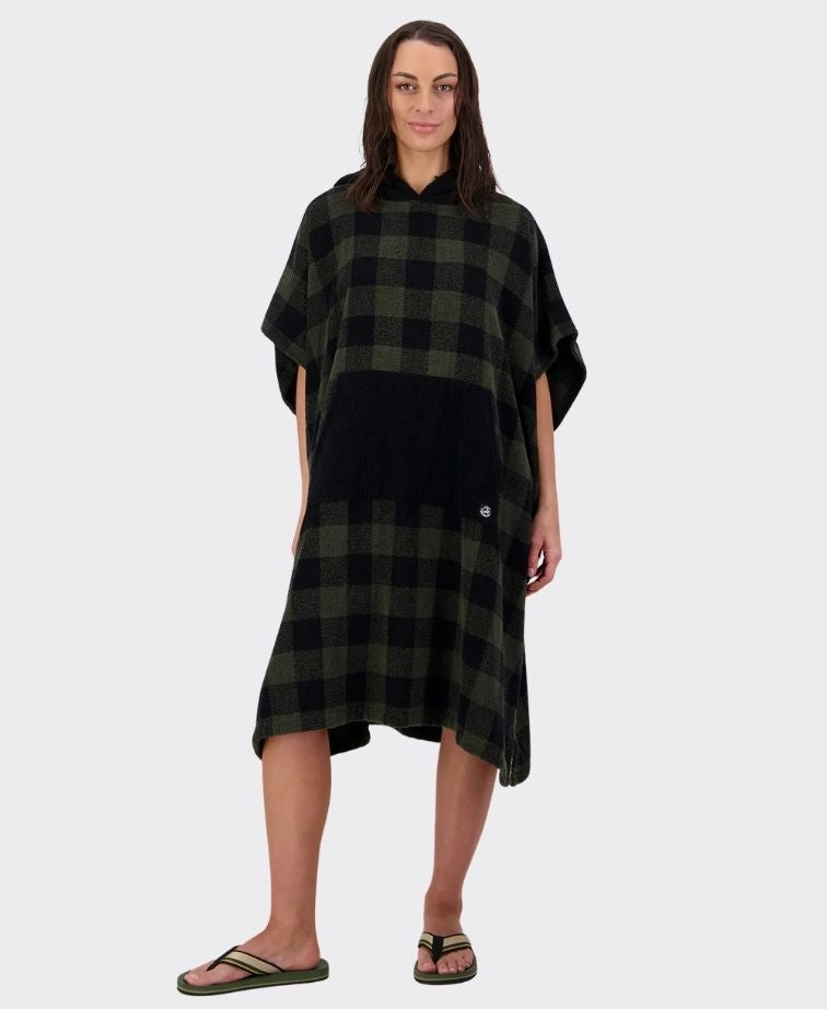 Swanndri Sumner V3 Adult Hooded Towel - Olive/Blk Check
